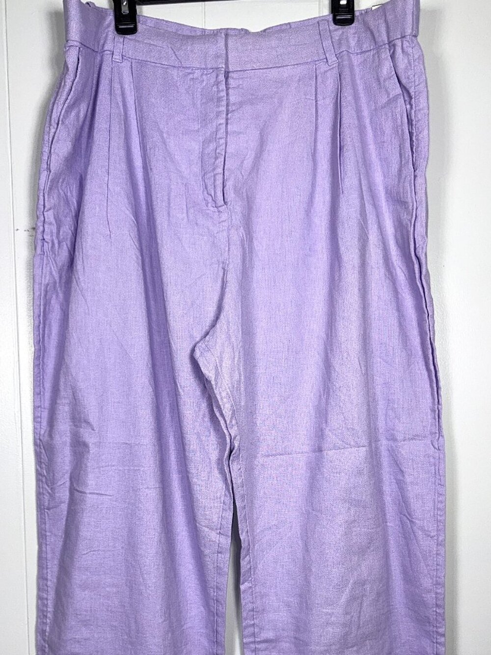 Abercrombie & Fitch Purple Linen Cotton Blend Pleated Wide Leg Trousers Pants XL